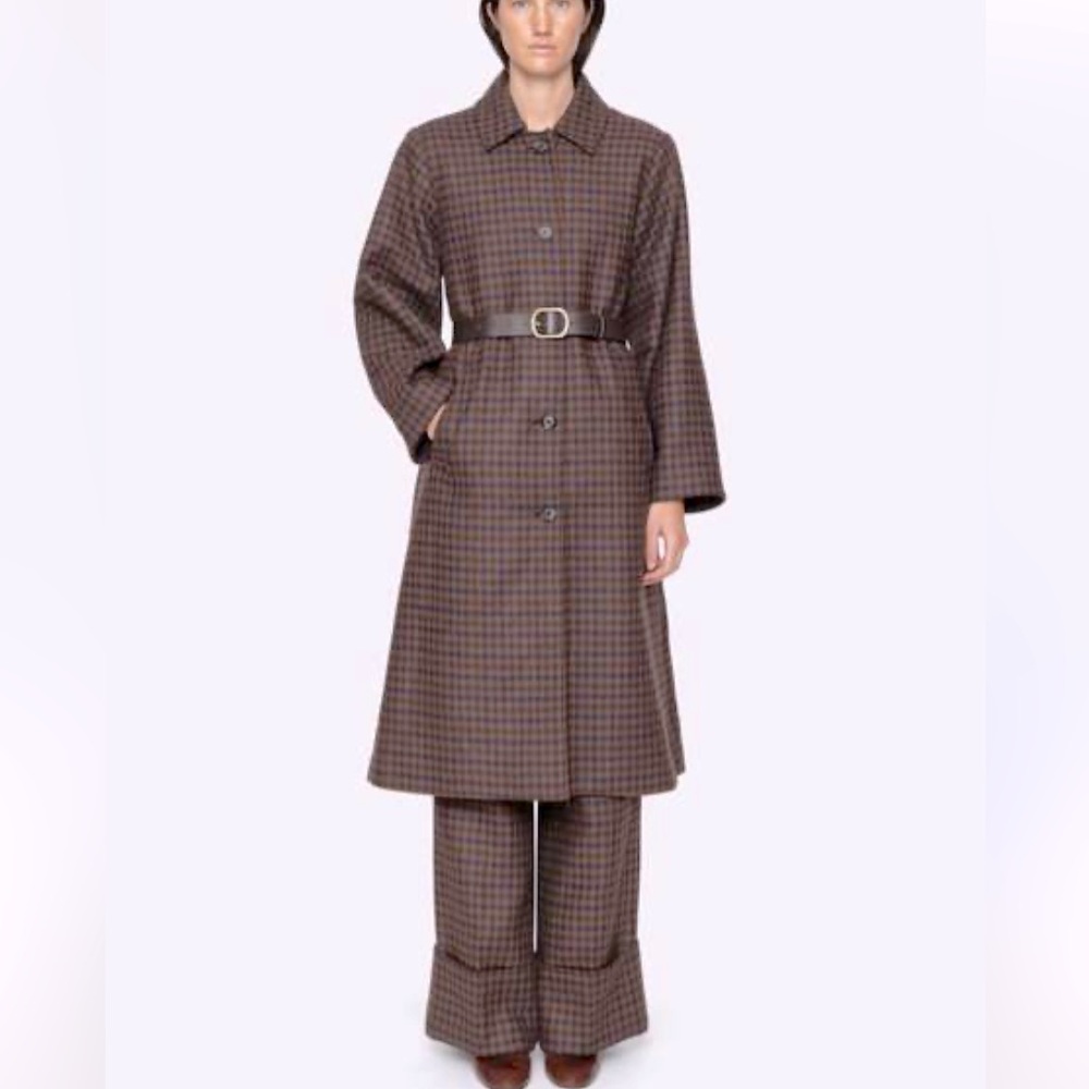 M0851 Wool Blend Tweeted Pleated Bottom Down Long Coat Sizes M - Picture 5 of 15